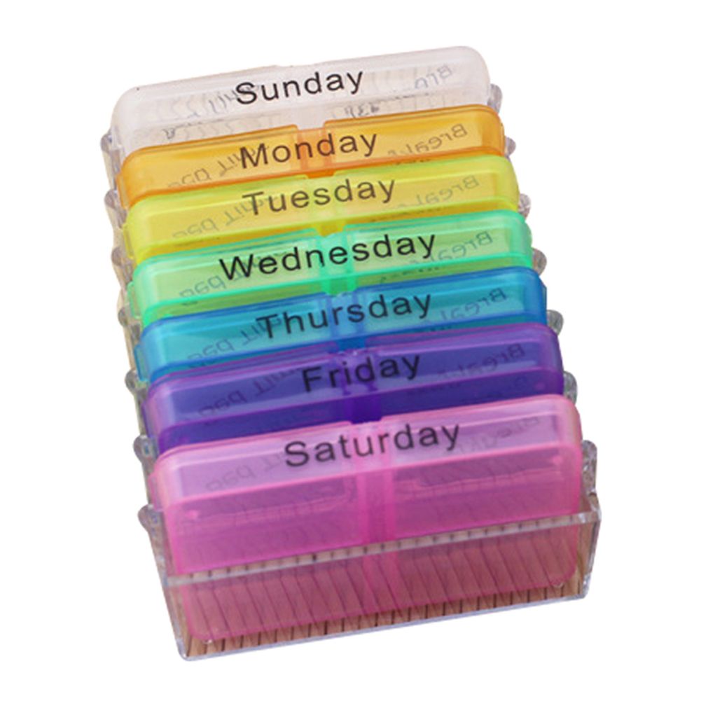 Portable Weekly 7 Day Push Button Pill Holder Travel-