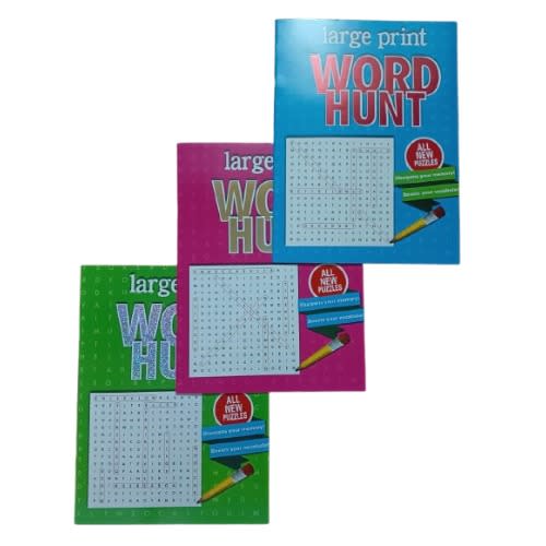 Large Print Word Hunt Word Search Puzzle Books - 3 Set