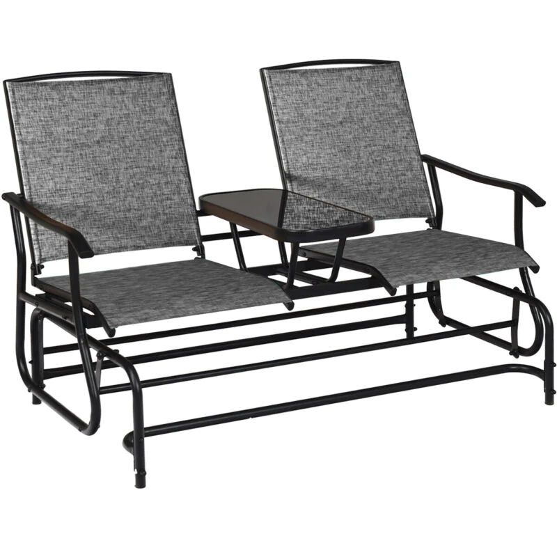 2 Seater Garden Glider Lounge Chair With Center Table