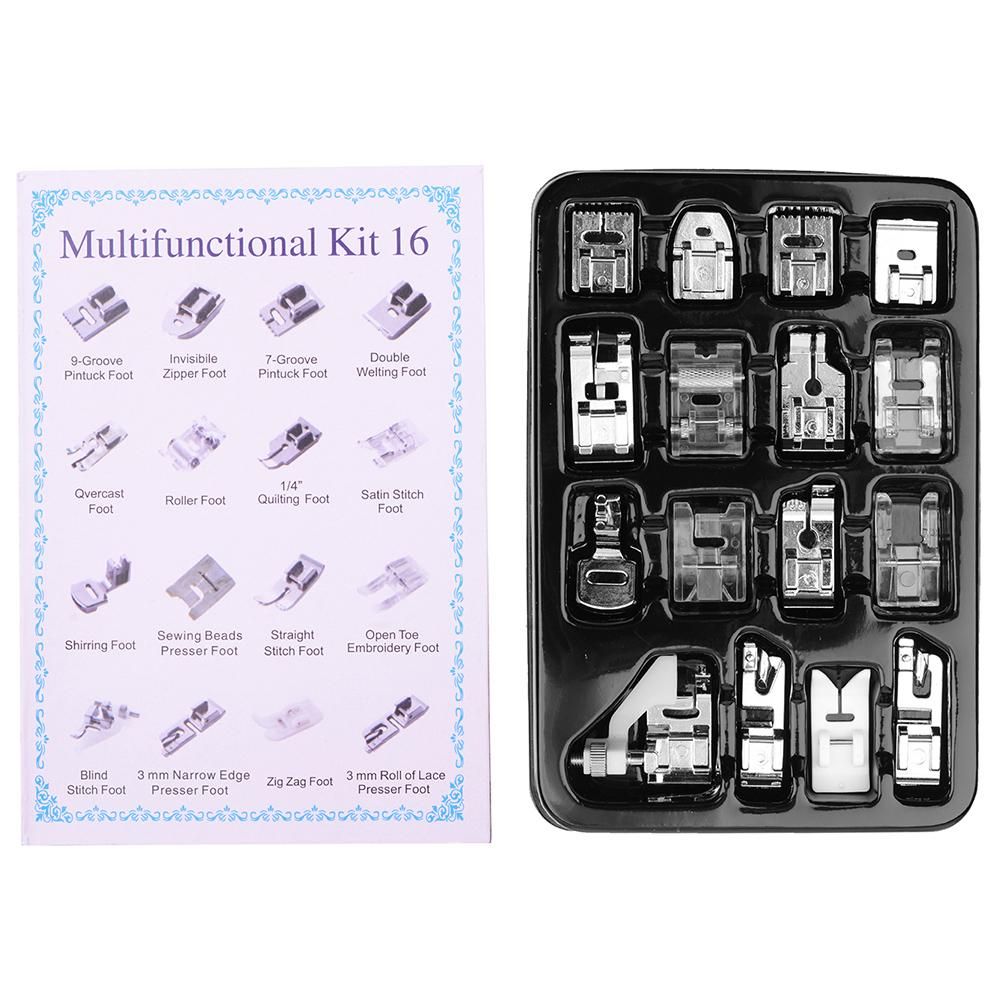 Sewing Machine Presser Feet Set 16PCS Professional Sewing Crafting Presser Foot Feet for Janome Brother Singer Sewing Machine Parts & Accessories Blind Stitch Darning Presser Feet Kit