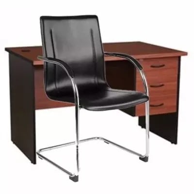 Office Desk 4ft & 601 Leather Visitor's Chair