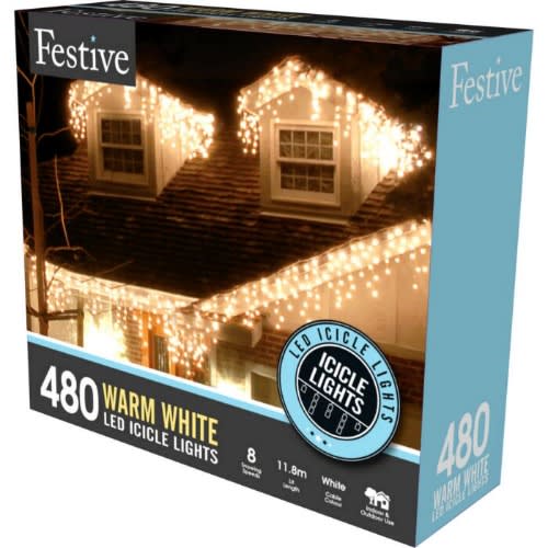 Christmas 480 Warm White Led Icicle Lights