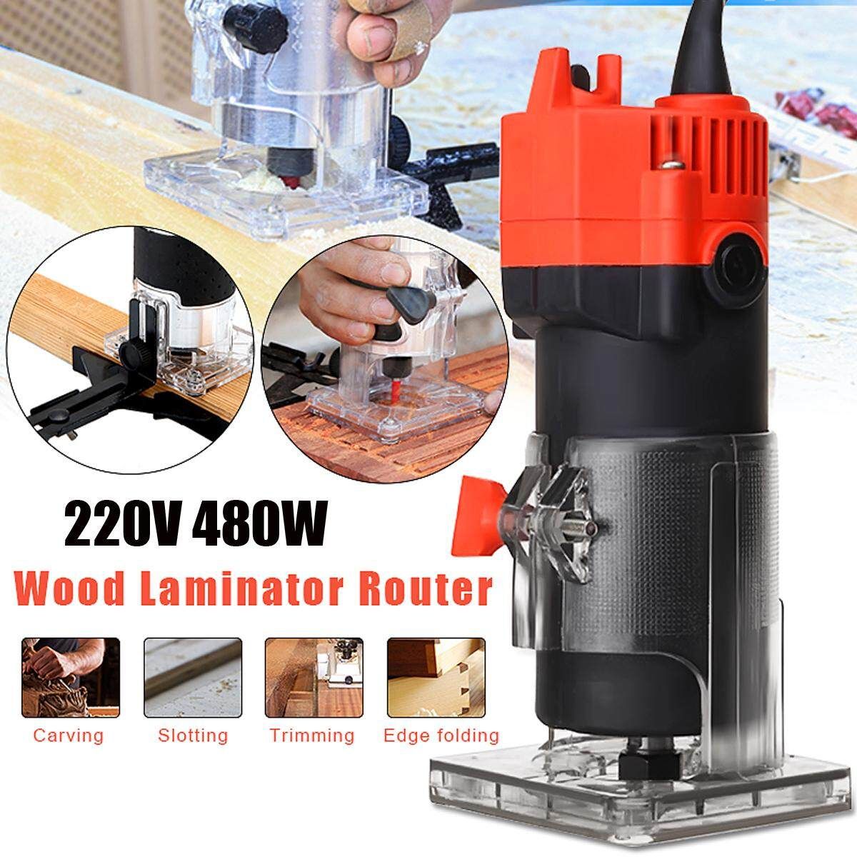 480W 6MM 1/4" Electric Hand Trimmer Wood Laminator Joiners Tools 220V
