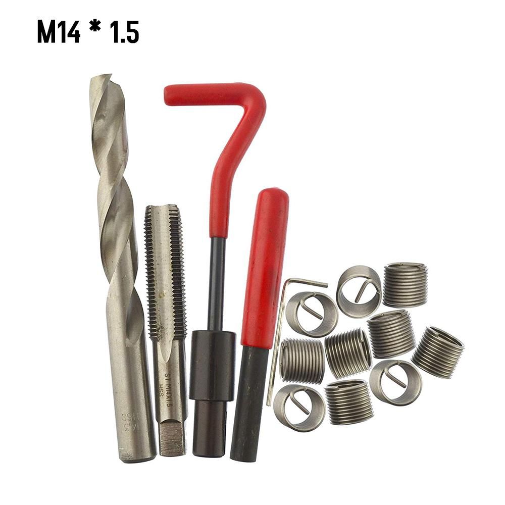 15Pcs Metric Thread Repair Insert Kit M5 M6 M8 M10 M12 M14 Helicoil Car Pro Coil Tool M14 * 1.5