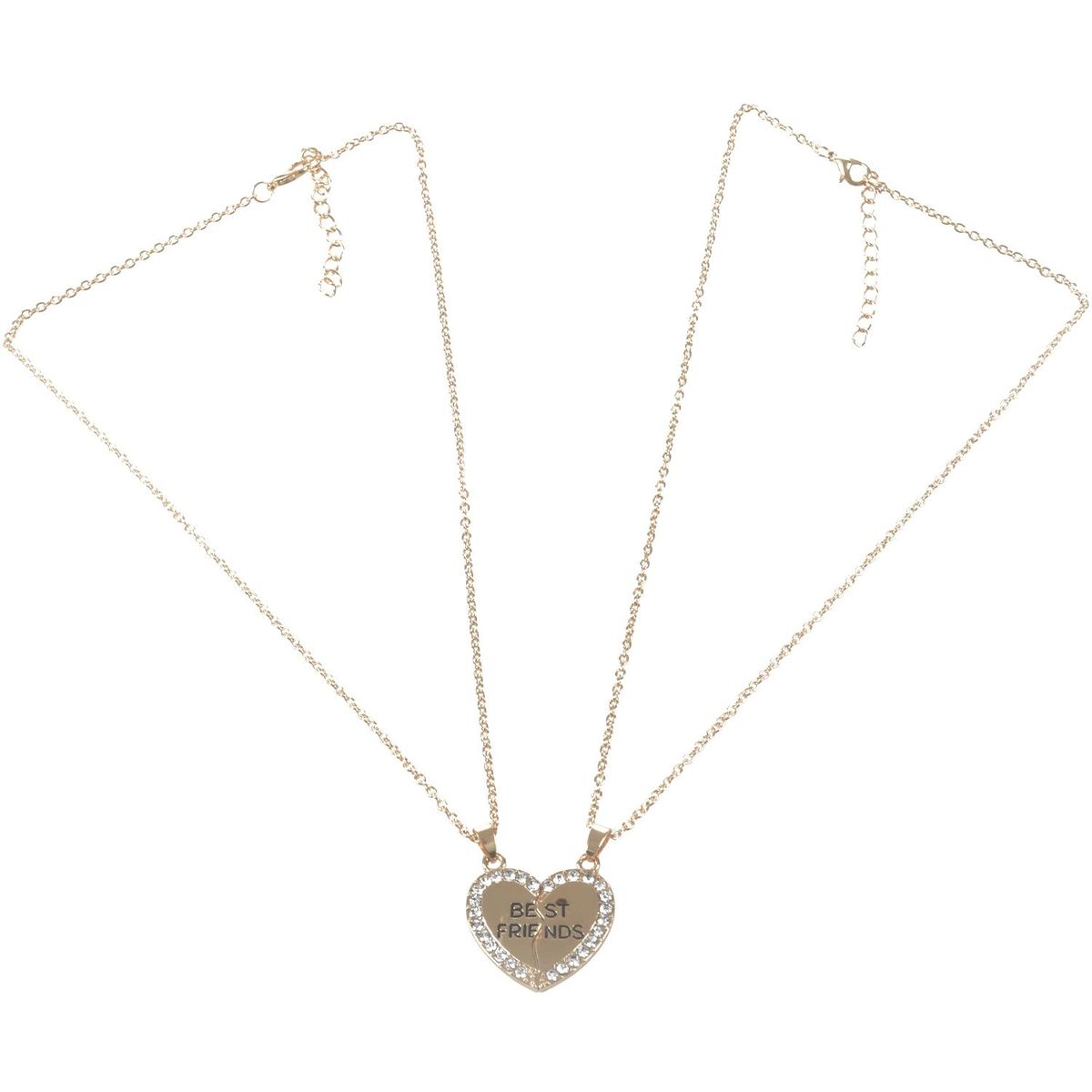 Rhinestone "Best " Letters Two Parts Pendant Necklace Gold