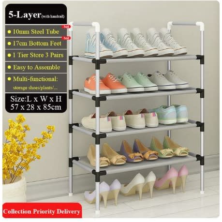 5-layers Stainless Shoe Rack + Steel Pipes For 20 Pairs