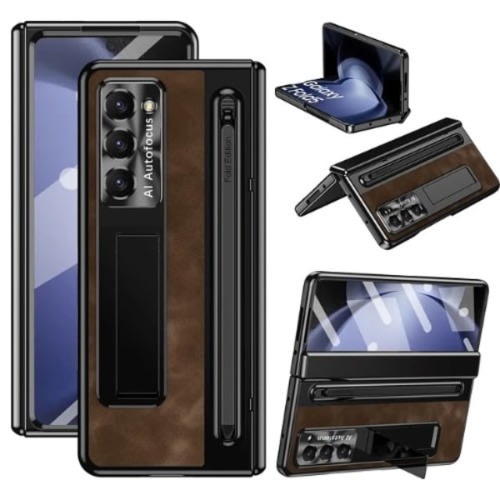 Case With Pen Holder For Samsung Galaxy Fold 6 - Leather - Brown