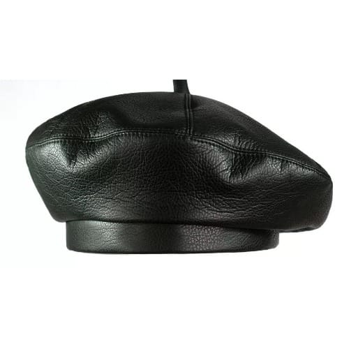 Unisex Leather Beret - Black