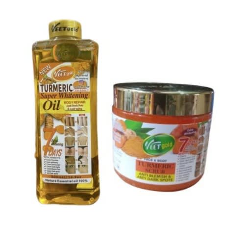 Face & Body Turmeric Scrub Anti Blemish & Anti Dark Spots 450g And Turmeric Oil 500ml