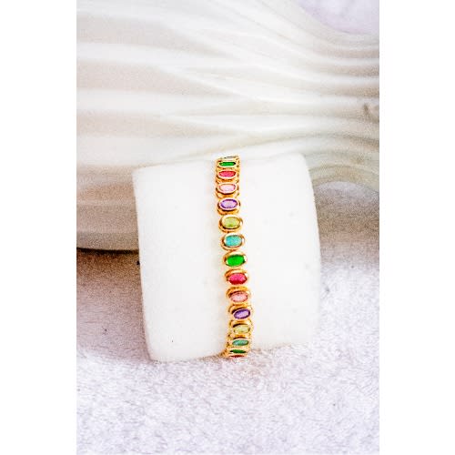 Multitone Crystal Gold Handchain