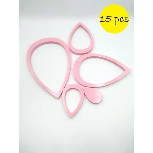 3d Wooden Raindrop Studio Wall Stickers - 15pieces -  Pink