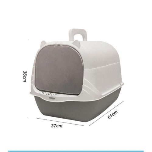 TD Fully Enclosed Cat Litter Box Xlarge - White/Grey