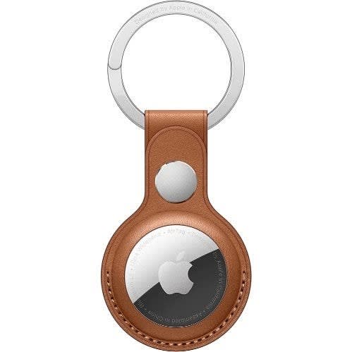 Apple Airtag Leather Key Ring - Saddle Brown