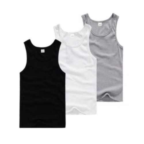 3-in-1 Super Victan Men's Singlet - Black - White And Grey