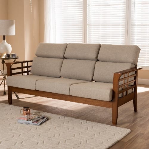 Mission Dark Beige Fabric 3-seater Sofa