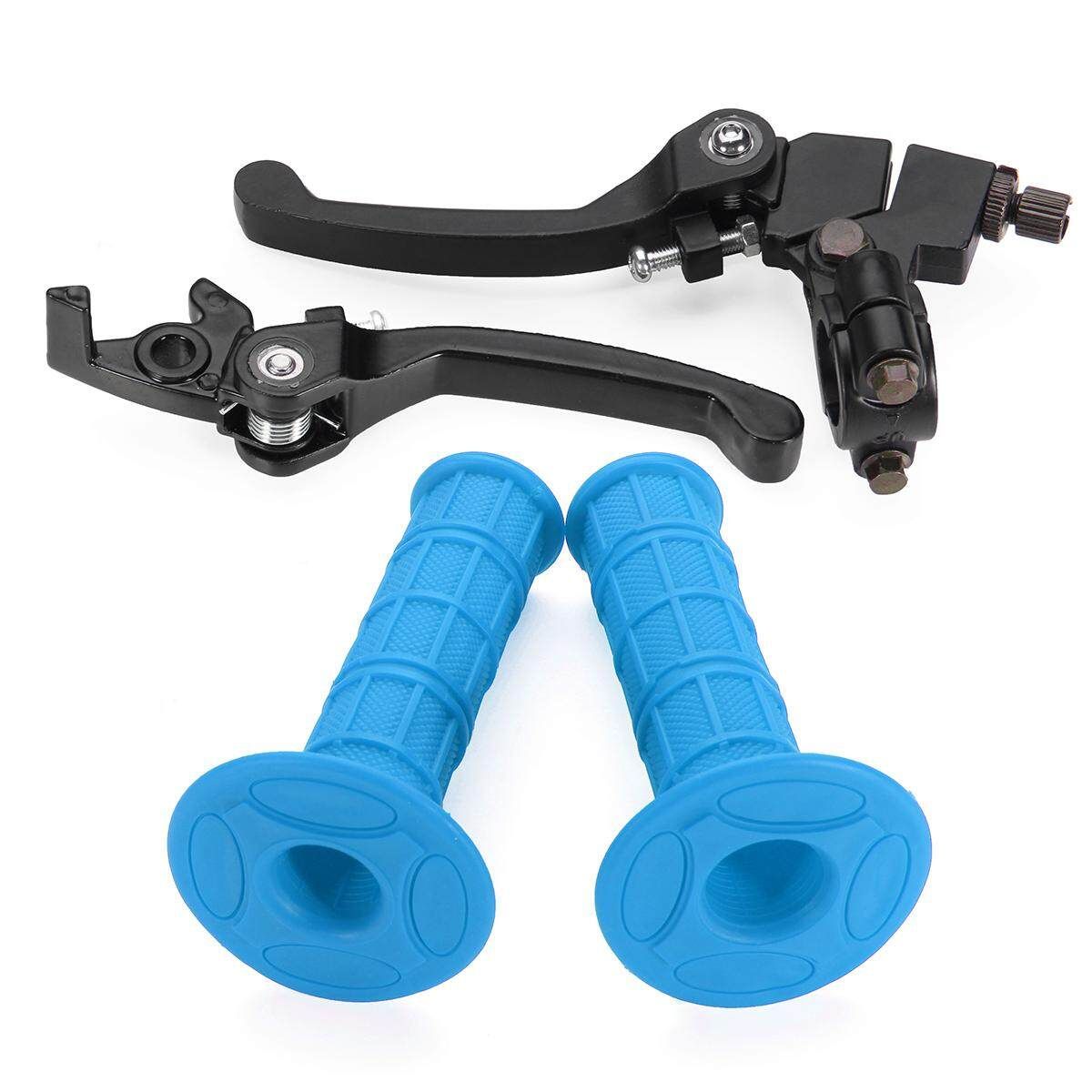 Folding Brake Clutch Levers Handle Grips Set For 140cc 125cc 110cc Pit Dirt Fluorescent Blue