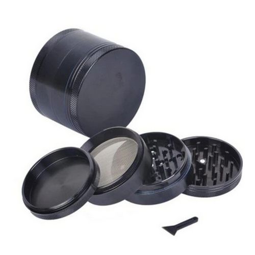50mm Magnetic Metal Herb Weed Grinder 4 Part  Crusher-Black