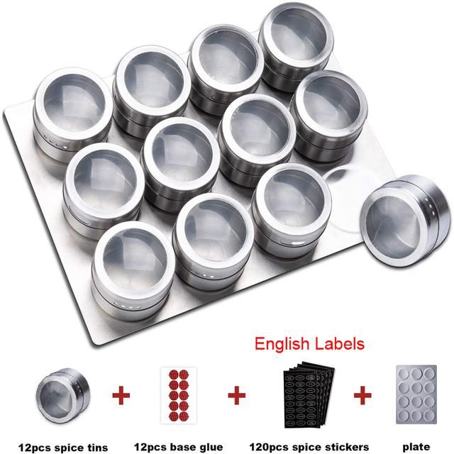 Magnetic Spice Jar Set with RU/EN Labels