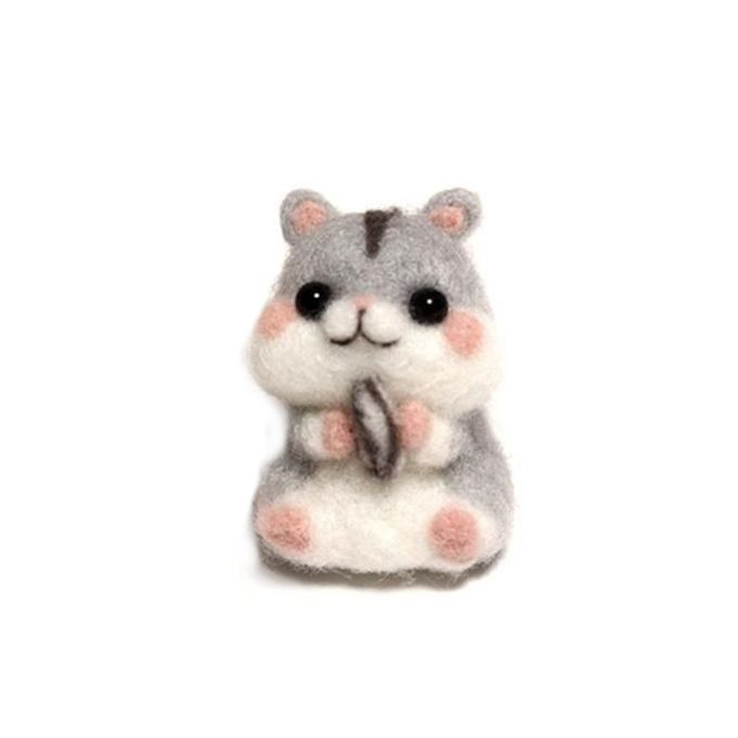 Reative  Ute Dog Pet Toy Doll Wool Felt Poked Kitting Non-Finished Han Arft Wool Felting Material Pa Kage- Olorful-Hamster