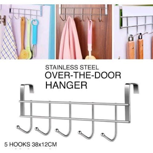 Stainless Steel Over The Door Hanger - 5 Hooks