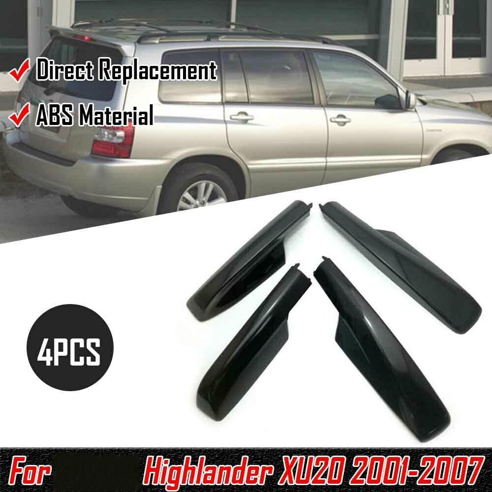 4Pcs Black Roof Rack Cover Rail End Shell For Toyota