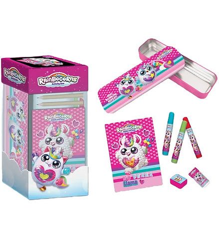 Rainbocorns Coloring Set With Metal Pencil Case, Pink Combo