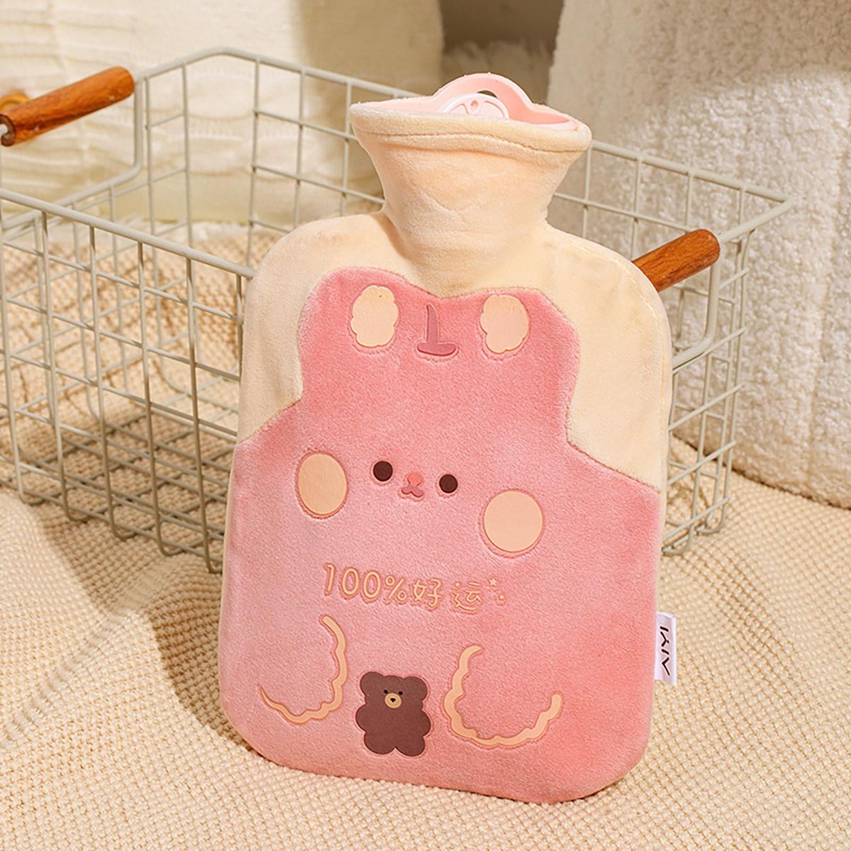 5001000ML Hot Water Bag Girls Plush Shoulder Hand Warmer Heat Pack Pink