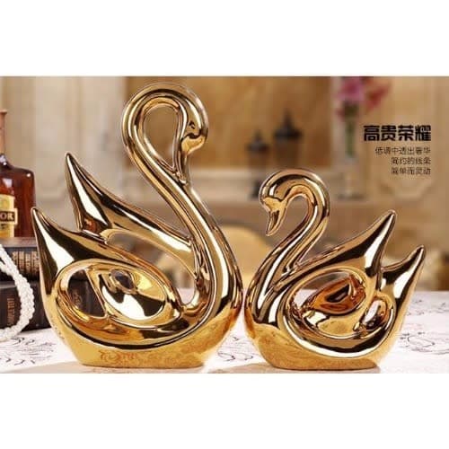 Gold Plated Dual Swan Decor + Free Gift