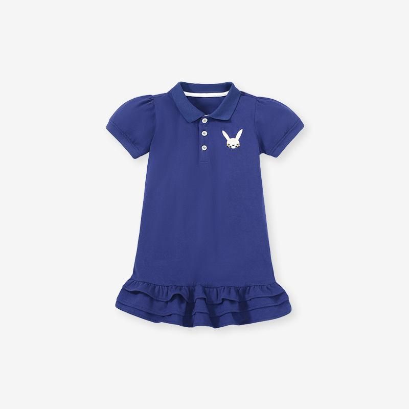 2023 Girls Skirt Summer New Small And Medium Kids Polo Skirt Short Sleeve Knitted