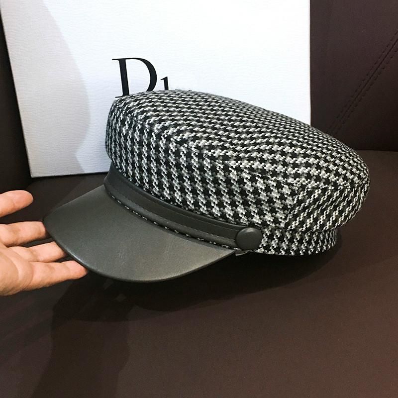 JIN-Swhbias Octagonal Cap for Women Plleather Visors sboy Cap   Vintage Autumn Winter Berets Ladies Hat