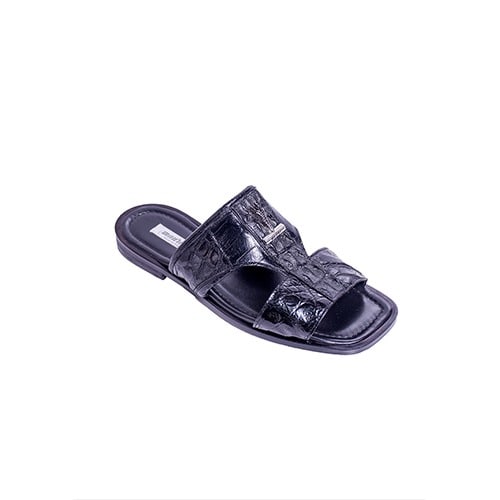 Crocodile Black Slippers