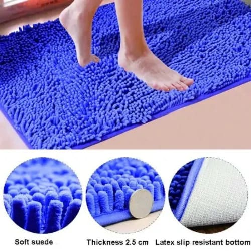 Soft Shaggy Foot Mat - Blue