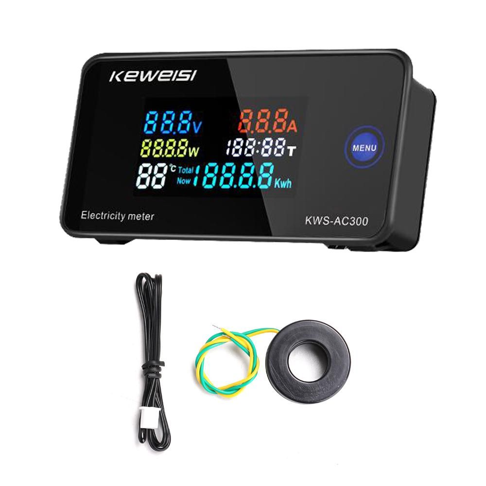 AC50-300V Digital Voltmeter Ammeter Power Current Voltage Temperature Humidity Measurement Device 10A/100A Close-CT Open-CT Optional