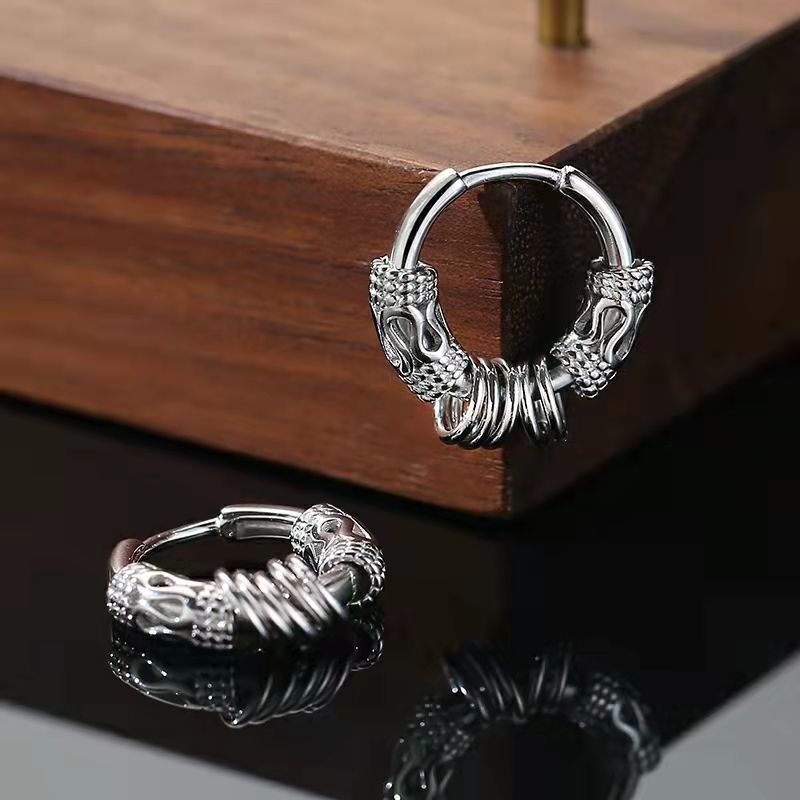 Stainless Steel Hip Hop Stud Earrings