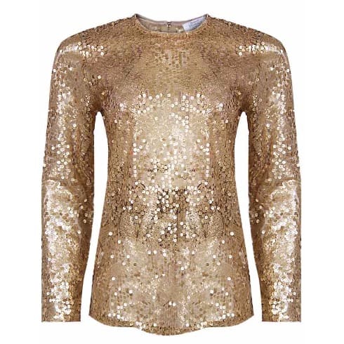Long Sleeve Sequin Top-Gold