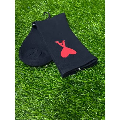 Black And Red Cotton Men's Socks