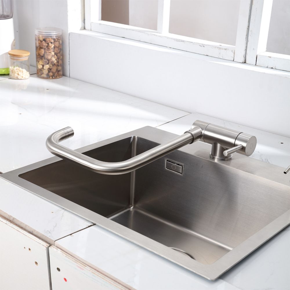 Front Window Folding Kitchen Faucet Stainless Steel 360​​&deg; Rotation Kitchen Sink Wash Basin  And Cold Mixer Water Tap
