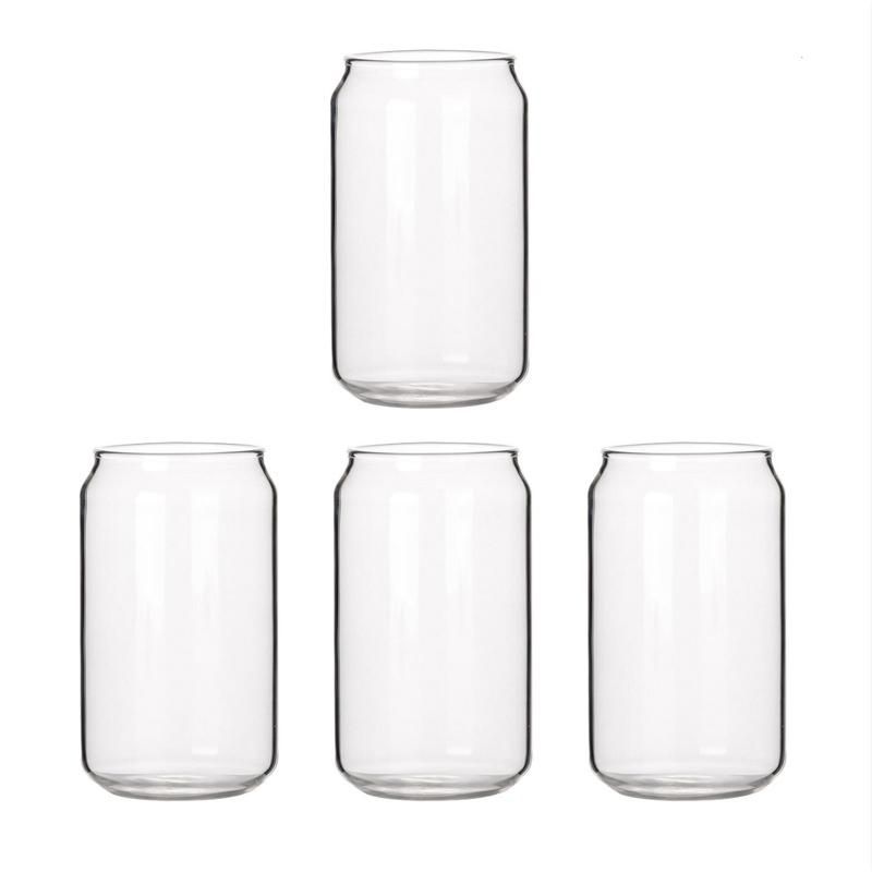 4 Pack Can Shape Glass Fashion Water Milk Juice Simple