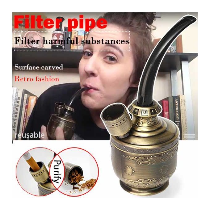 JD-128 Water Smoking Pipe Shis Ha Cigare Tte Bottle Pipe Hoo Kah Filter Smoke Metal Tube Filter Tar