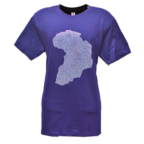 Africa Map Themed T-shirt With Silver Rhinestone