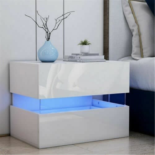 Modern Led Nightstand - White