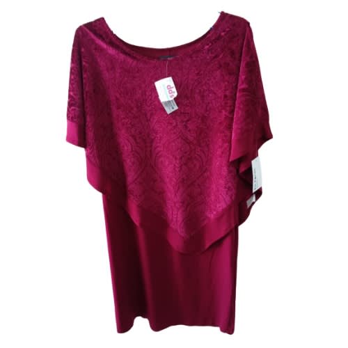 Dress- Wine- Cape- Slant Over Dress