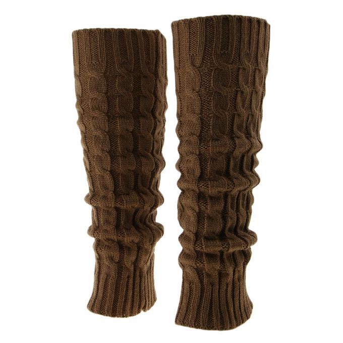 Hot Women Girls Crochet Knit Leg Warmers Long Thigh Boot Socks Khaki
