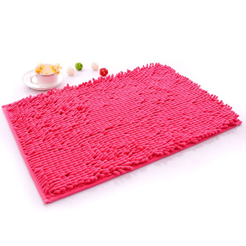 Get Coupons Polyester Solid Door Mat Water-absorbent Bathroom Carpet Anti Rose Red