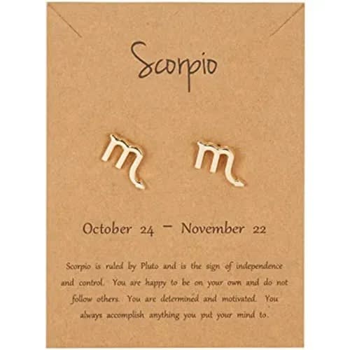 Gold Plated Zodiac Sign Scorpio Earrings Stud
