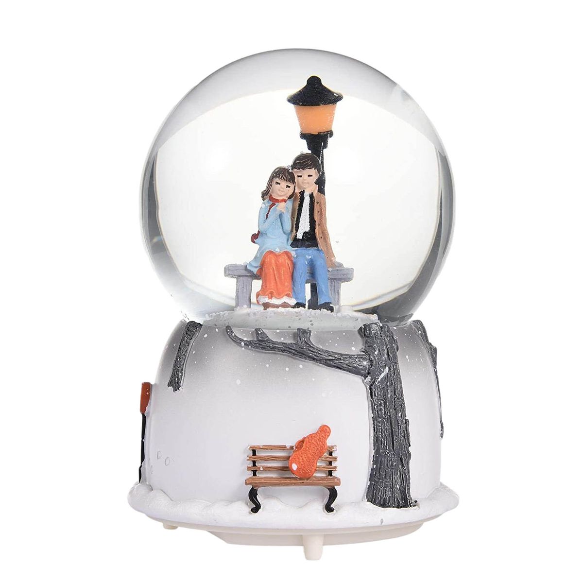 Music Box Crystal Ball Beautiful Couple Snow GlobeMusical Crystal Ball-Sitting