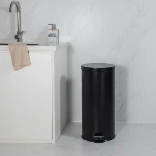 High Gloss Steel Pedal Bin - 30L - Matt Black