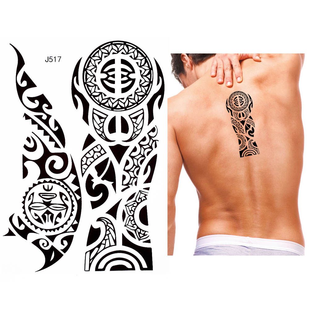 Classic Art Men Sticker ] Sheet Wolf Moon [ Waterproof Tattoo 24 Women Designs Totem BJ500 Glaryyears 1 Black For Body Temporary