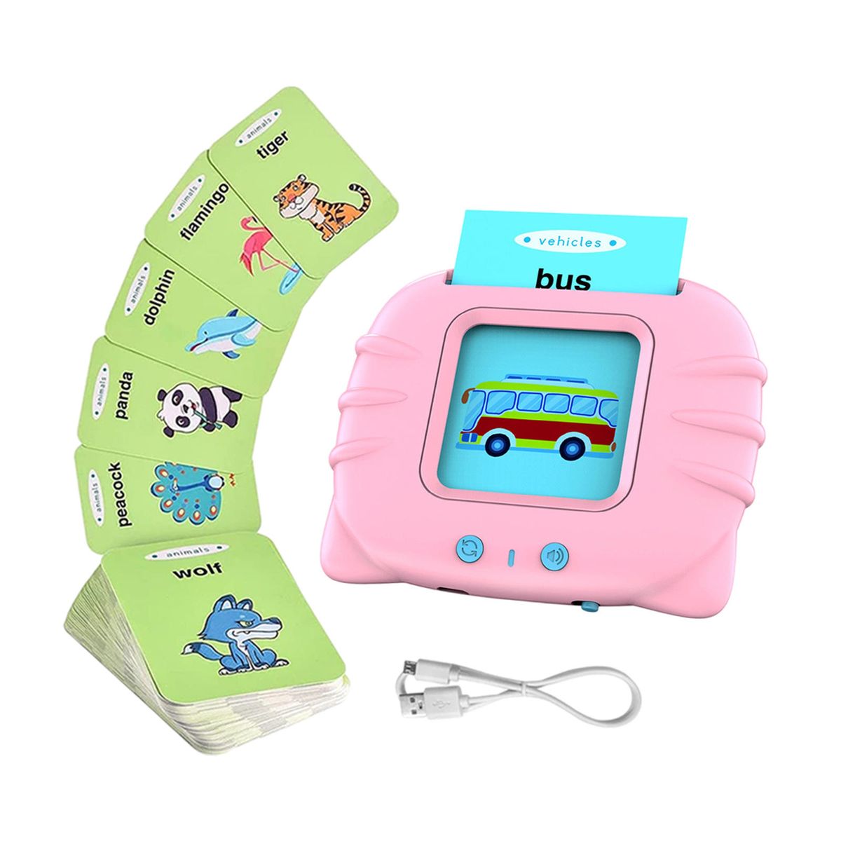 224Pcs Flash Cards,Learning Machine Pink English Version