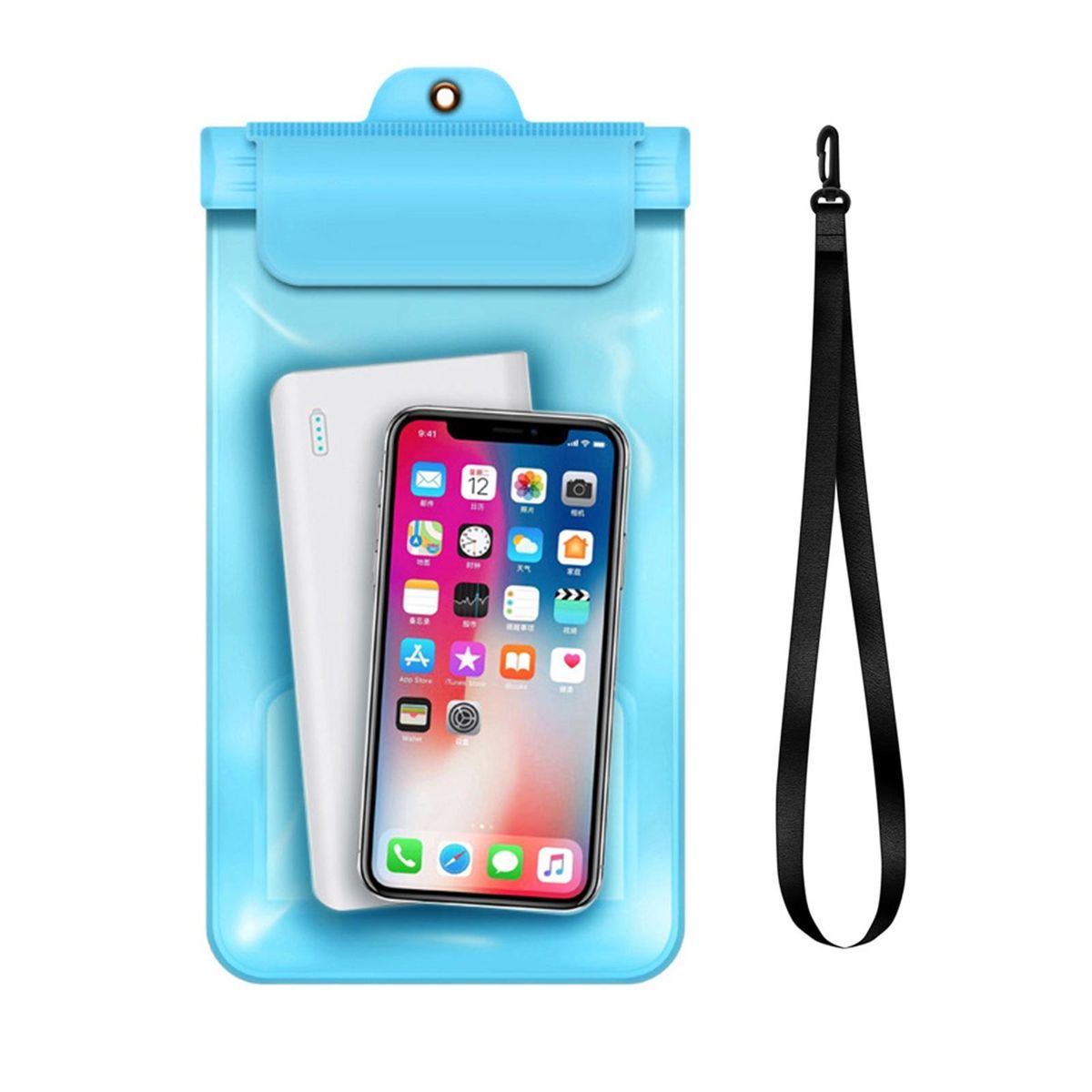 1 Set Phone Waterproof Bag Transparent Window Mobile Phone Bag Blue
